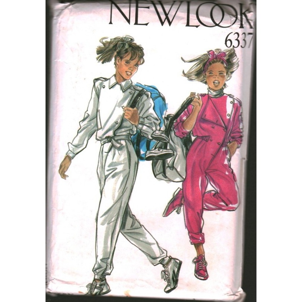 New Look 6337 Vintage Sewing Pattern Kids Jumpsuit Age 4-14 Boys Girls 80s Retro